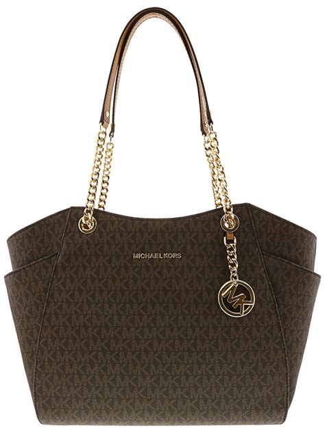 michael kors jet set chain large brown tote